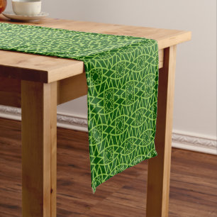 Caminho De Mesa Pequeno Padrões Geométricos Verdes Elegantes