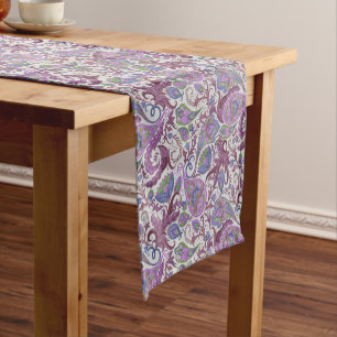 Caminho De Mesa Pequeno Paisley Floral Multicolorido Roxo