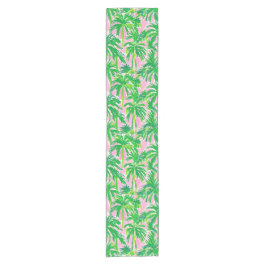 Caminho De Mesa Pequeno Palmeira Verde Preppy Rosa | Tropical Costeiro