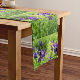 Caminho De Mesa Pequeno Pano de Mesa com Padrão de Flores de Íris Roxas da