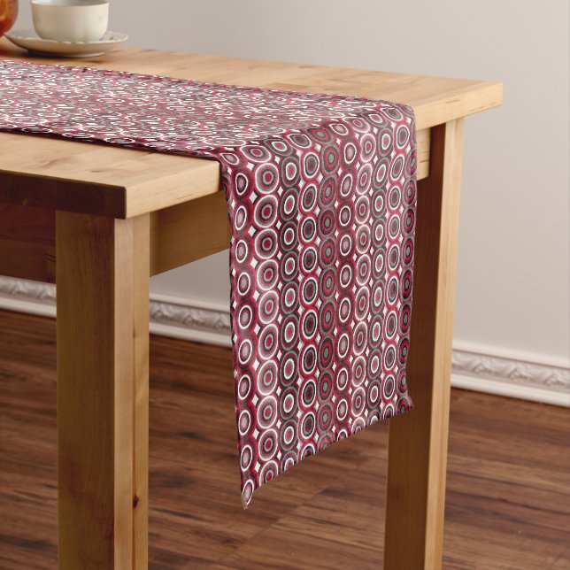 Caminho De Mesa Pequeno Pano de Mesa com Pontos Vermelhos e Cinzas Étnicos (No Local)