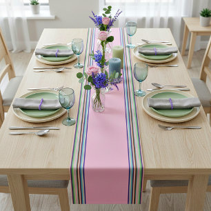 Caminho De Mesa Pequeno Pano para mesa com listras pastel serape médio