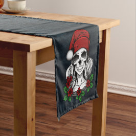 Caminho De Mesa Pequeno Papais noeis Gótica Whimsical Natal Skull