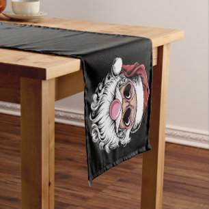 Caminho De Mesa Pequeno Papais noeis Retro com Óculos Soprando Bolha Natal