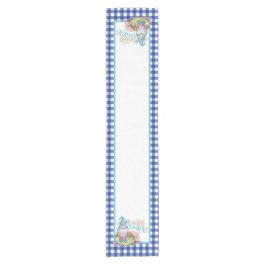 Caminho De Mesa Pequeno Páscoa Gnome Bunny Blue Gingham