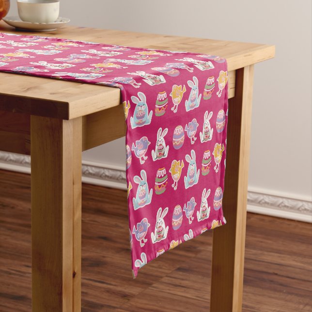 Caminho De Mesa Pequeno Páscoa Padrão Rosa Red Mesa Runner (No Local)
