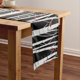Caminho De Mesa Pequeno Pássaro Branco Com Cardinais