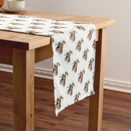 Caminho De Mesa Pequeno Pássaro Kiwi bonito no Chapéu Elfo de Natal