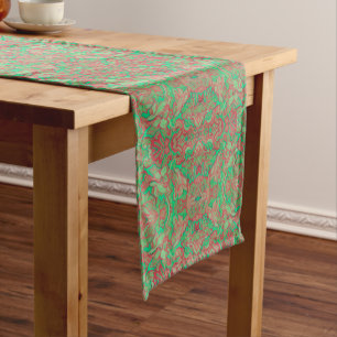 Caminho De Mesa Pequeno Pássaros árabes Padrão boêmico turquesa rosa