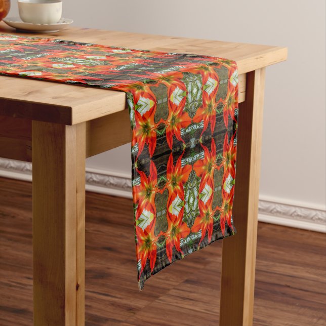 Caminho De Mesa Pequeno Passeio de Mesa com Padrão Amaryllis (No Local)