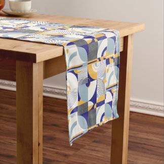Caminho De Mesa Pequeno Passeio de Mesa com Padrão de Círculo Azul e Amare