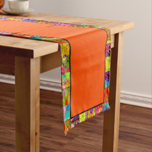 Caminho De Mesa Pequeno Passeio de mesa xadrez boêmio floral curto