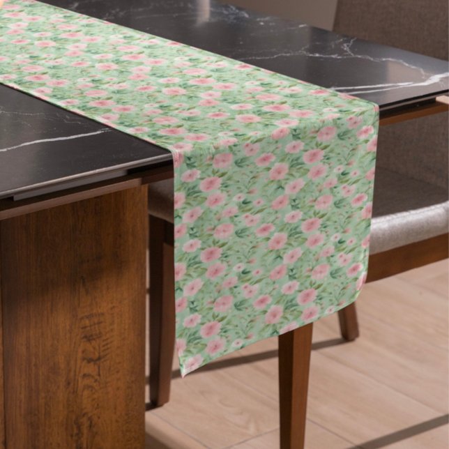 Caminho De Mesa Pequeno Pastel páscoa Rosa e Florestas Verdes (Criador carregado)