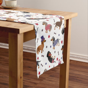 Caminho De Mesa Pequeno Patriotic Dachshund