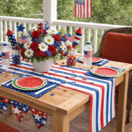Caminho De Mesa Pequeno Patriótico Vermelho Branco Azul 4° Festa de Férias