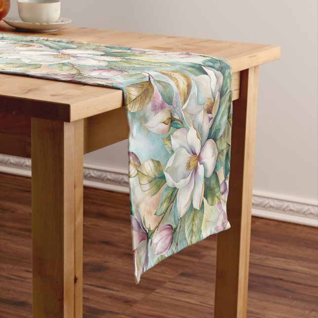 Caminho De Mesa Pequeno Pattern Elegant Magnolia Flowers (No Local)
