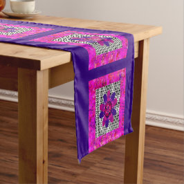Caminho De Mesa Pequeno Películas de flores em preto-e-branco, rosa e roxo