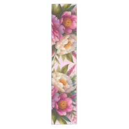 Caminho De Mesa Pequeno Pêonias Rosa Elegante Peony Floral Mesa Runner