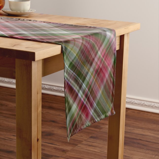 Caminho De Mesa Pequeno Pequena Xadrez Vermelha e Verde (No Local)