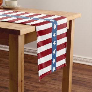 Caminho De Mesa Pequeno Pequeno azul branco vermelho da bandeira dos