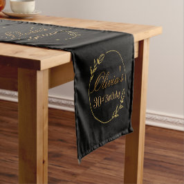 Caminho De Mesa Pequeno Personalizado Preto e Dourado