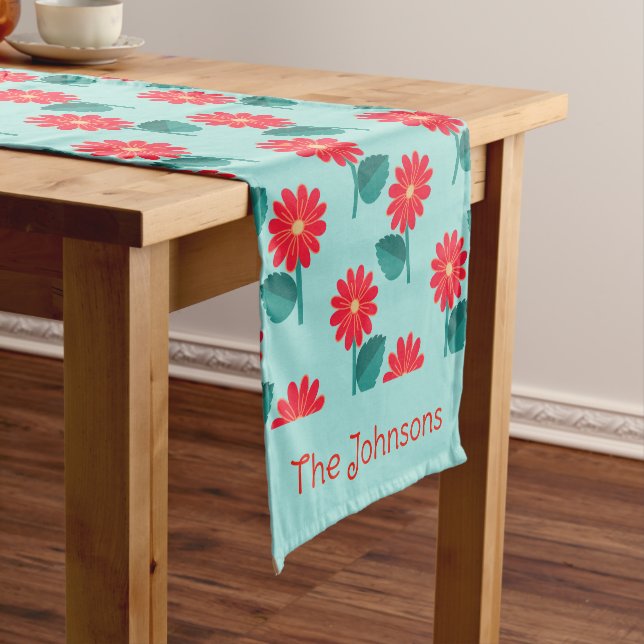 Caminho De Mesa Pequeno Personalized Daisy Pattern Table Runner (No Local)
