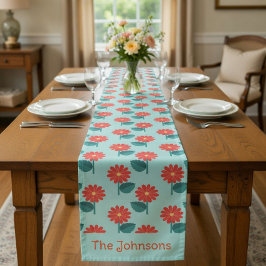 Caminho De Mesa Pequeno Personalized Daisy Pattern Table Runner