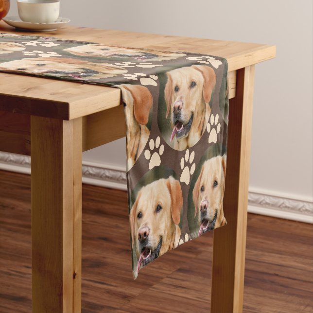 Caminho De Mesa Pequeno Pet Photo Pattern Dog Brown (No Local)