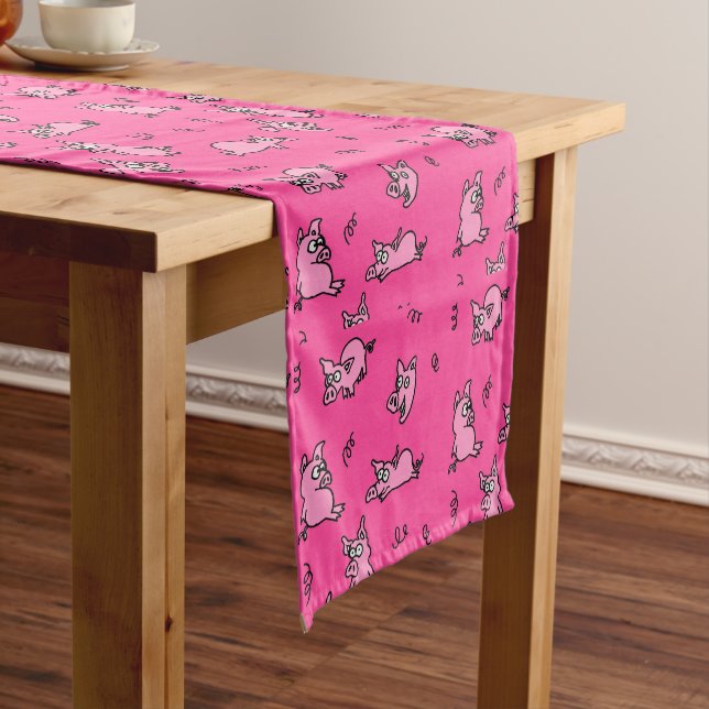 Caminho De Mesa Pequeno Pig Cartoon Pink Mesa Runner (No Local)