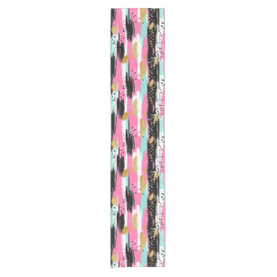 Caminho De Mesa Pequeno Pincéis Abstrato coloridos - Mint & Pink (2)