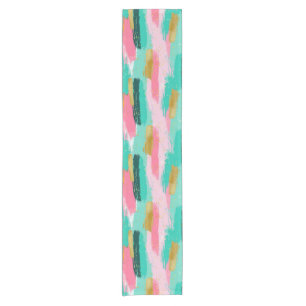 Caminho De Mesa Pequeno Pincéis Abstrato coloridos - Mint & Pink (4)
