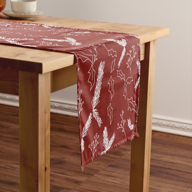 Caminho De Mesa Pequeno Pine Berry Pattern Red (No Local)