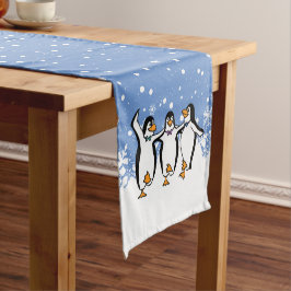 Caminho De Mesa Pequeno Pinguins dançantes corredor da Mesa de inverno