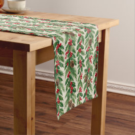 Caminho De Mesa Pequeno Pinheiro de Natal Clássico Botânico de Azevinho