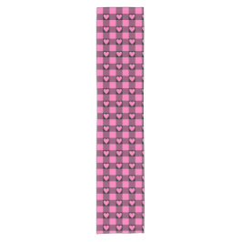 Caminho De Mesa Pequeno Pink Black Buffalo Heart Plaid Table Runner