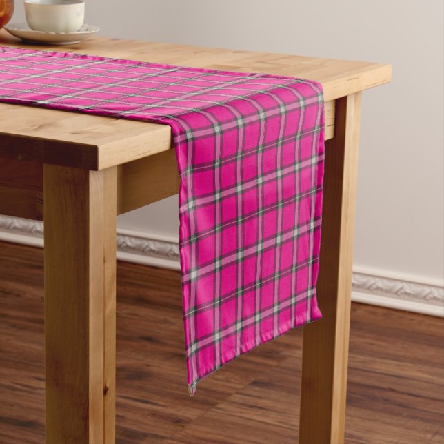Caminho De Mesa Pequeno Pink Black White Plaid Bright Table Runner (No Local)