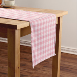 Caminho De Mesa Pequeno Pink Gingham Pattern Girly Check Plaid Checkered