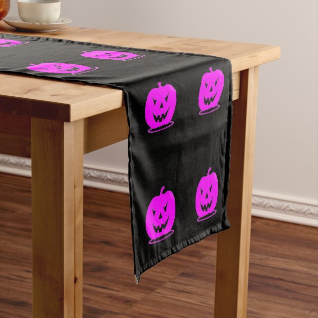 Caminho De Mesa Pequeno Pink Jack o'lantern Halloween Thunder_Cove (No Local)