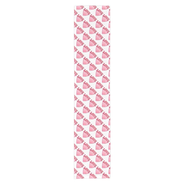 Caminho De Mesa Pequeno Pink Love Heart Pattern (Frente)