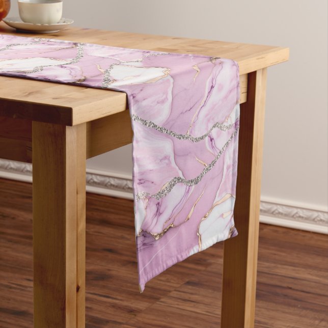 Caminho De Mesa Pequeno PINK MARBLE AGATE Mesa Runner (No Local)