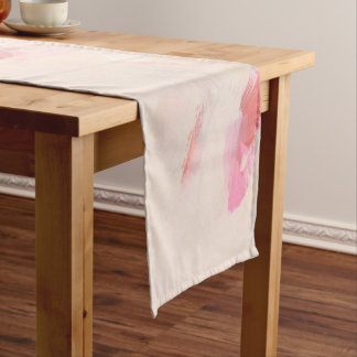 Caminho De Mesa Pequeno Pintura abstrata em rosa e coral com texto persona