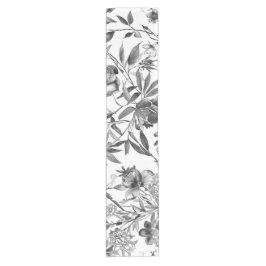 Caminho De Mesa Pequeno Pintura Botânica Floral em Aquarela Chinesa