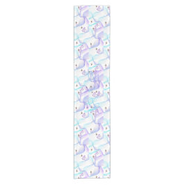 Caminho De Mesa Pequeno Pista de mesa azul e branca