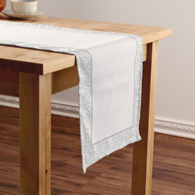 Caminho De Mesa Pequeno Pista de mesa média Elegante de padrão branco (No Local)