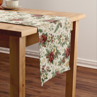 Caminho De Mesa Pequeno Poinsettia Clássica de Pinheiro de Natal Botânica