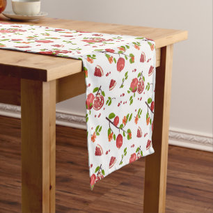 Caminho De Mesa Pequeno Pomegranatos vermelhos em Rosh Hashanah Branca
