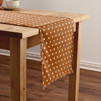 Caminho De Mesa Pequeno Pontos Polka Marrons