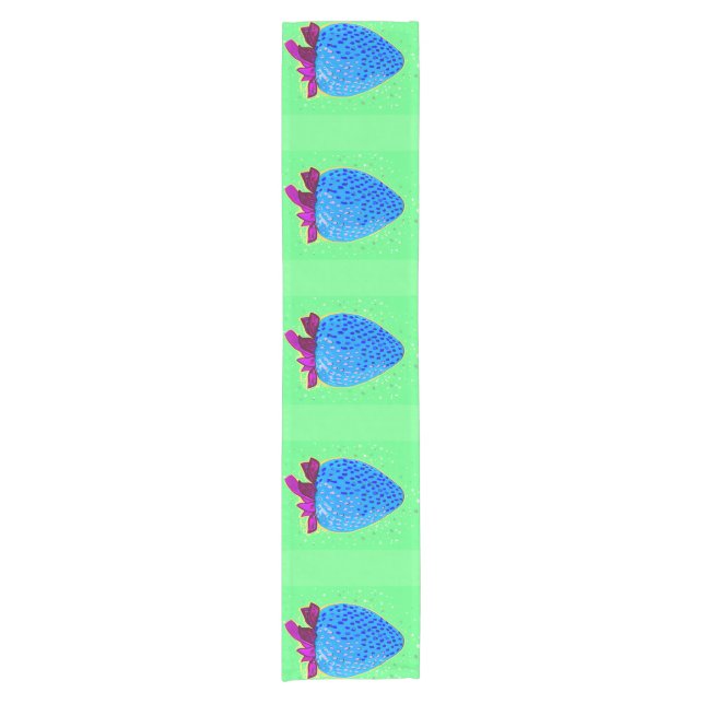 Caminho De Mesa Pequeno Pop Art Strawberry Blue (Frente)