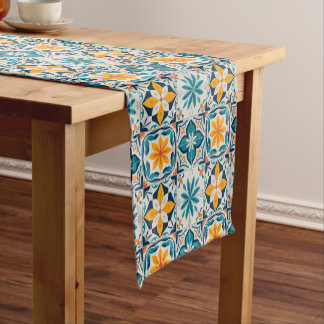 Caminho De Mesa Pequeno Portuguese Azulejo Tile Table Runner – Blue & Yell