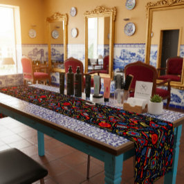 Caminho De Mesa Pequeno Portuguese folk hair icons — black, red & blue